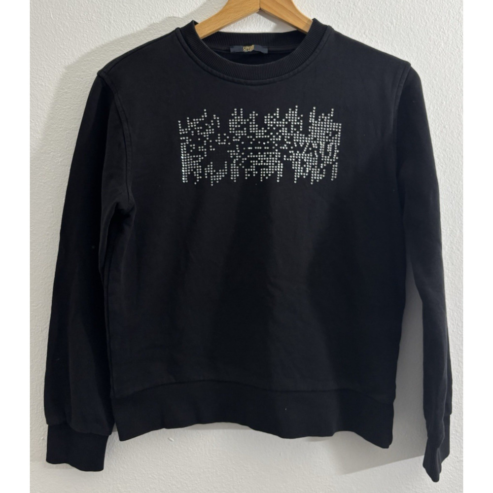 Cavalli Class Black Sweatshirt Solid Knit See Measurements